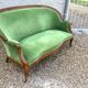 Louis XVI style bench in green velvet