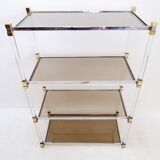Claustra shelf in plexiglass, smoked glass and brass