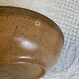 6 assiettes creuses en grès émaillé marron Longchamp, années 1970
