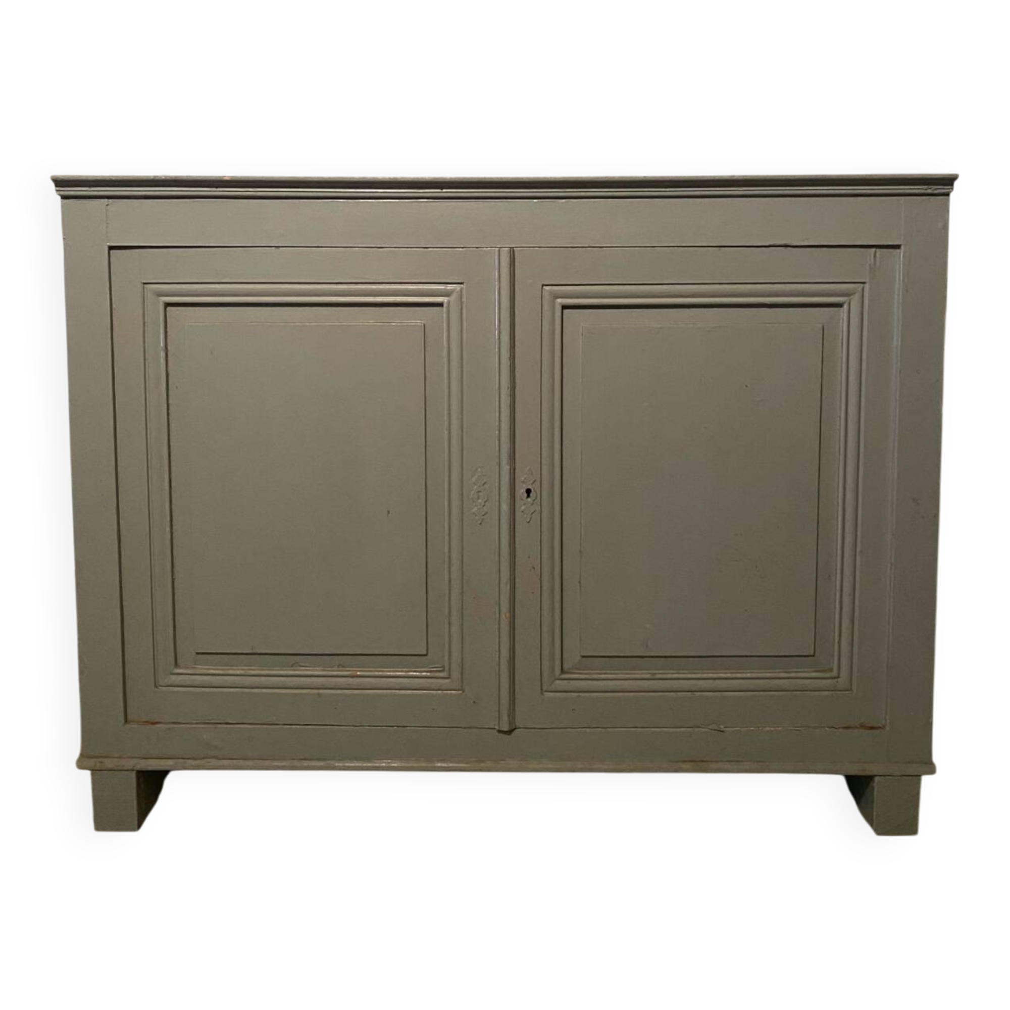 Antique vintage two-door sideboard in cloud gray