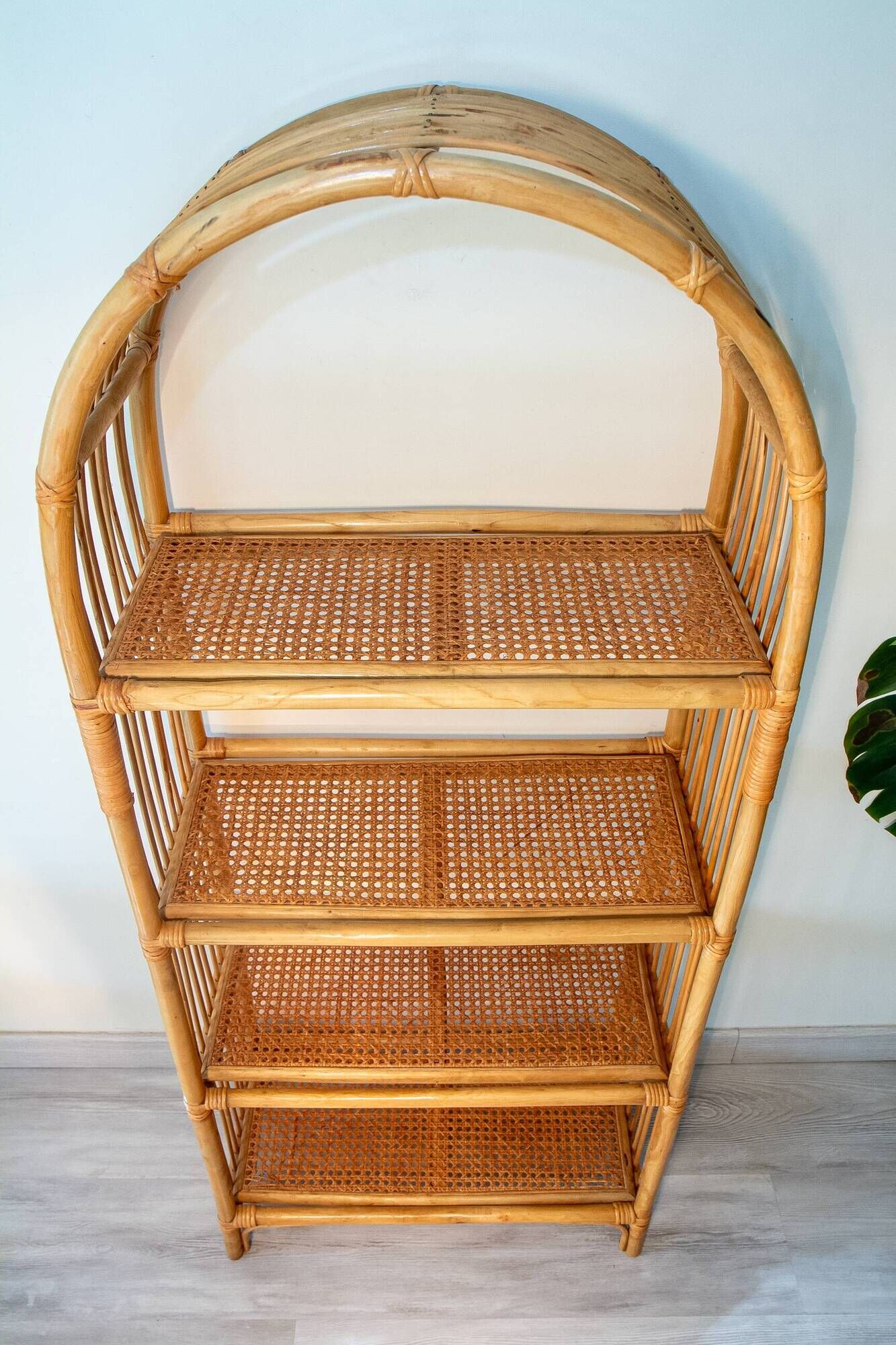 Large rattan and cane shelf