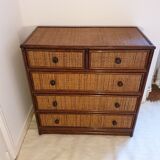 Commodity in rattan 5 drawers