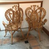 Paire de fauteuils en rotin Peacock