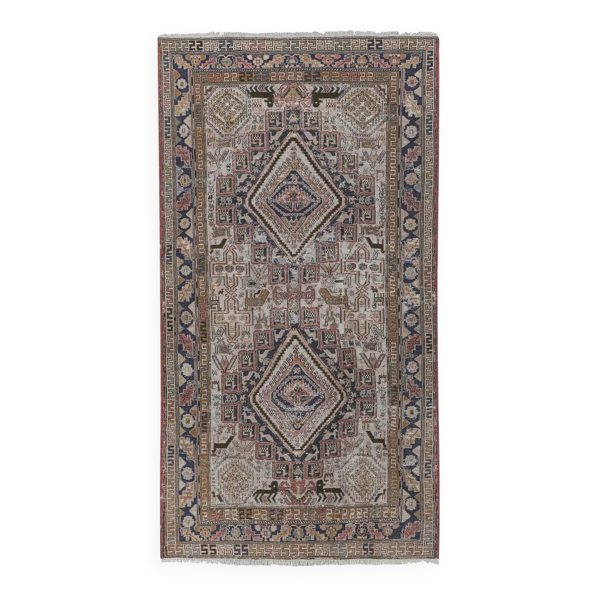 Vintage Turkish kilim handwoven 111x204 cm