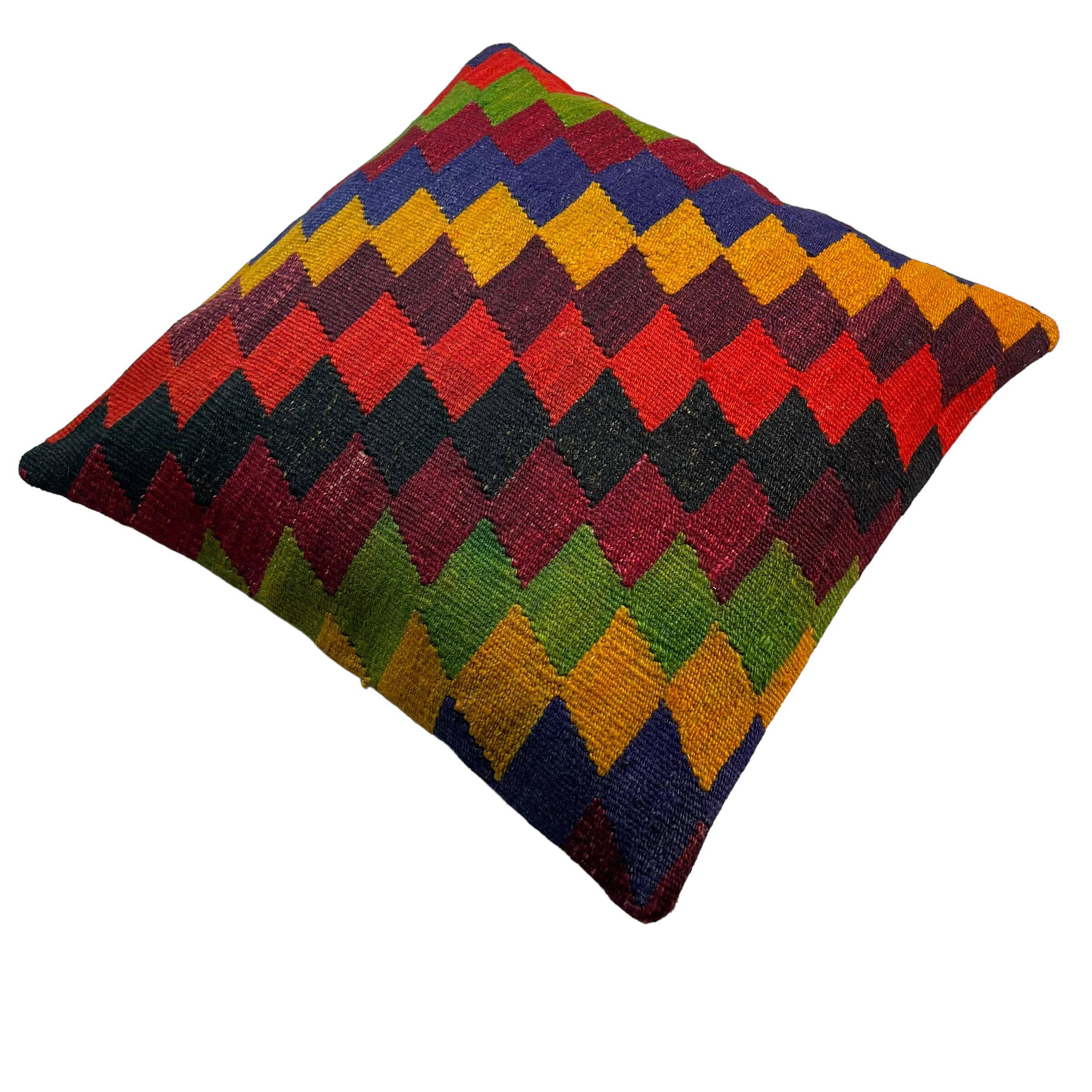 Vintage turkish kilim cushion cover , 55 x 55 cm