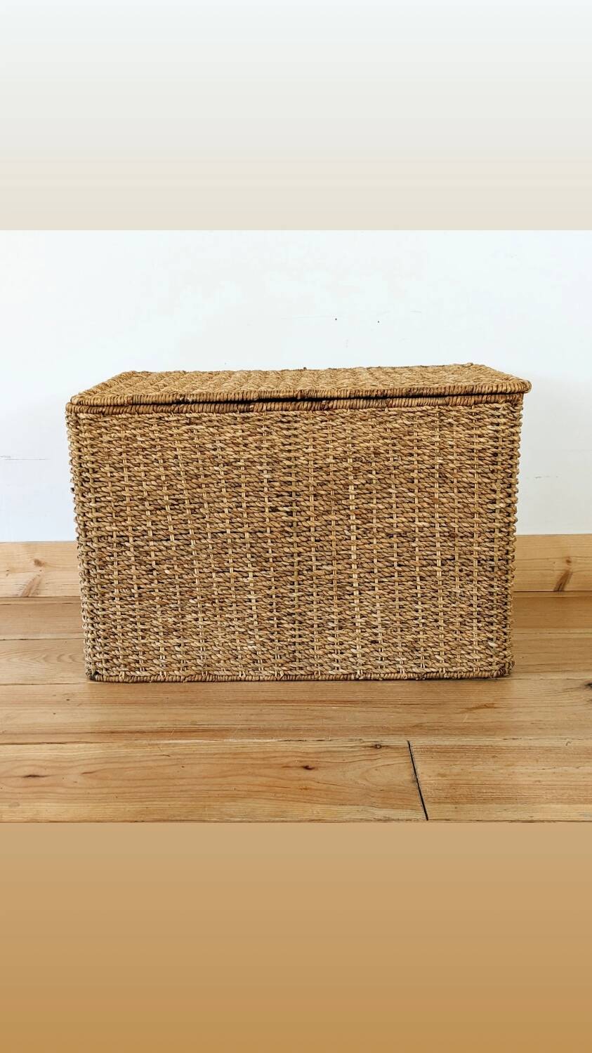 Vintage woven wicker trunk