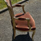 Louis XV cabriolet armchair, patinated wood and antique velvet.