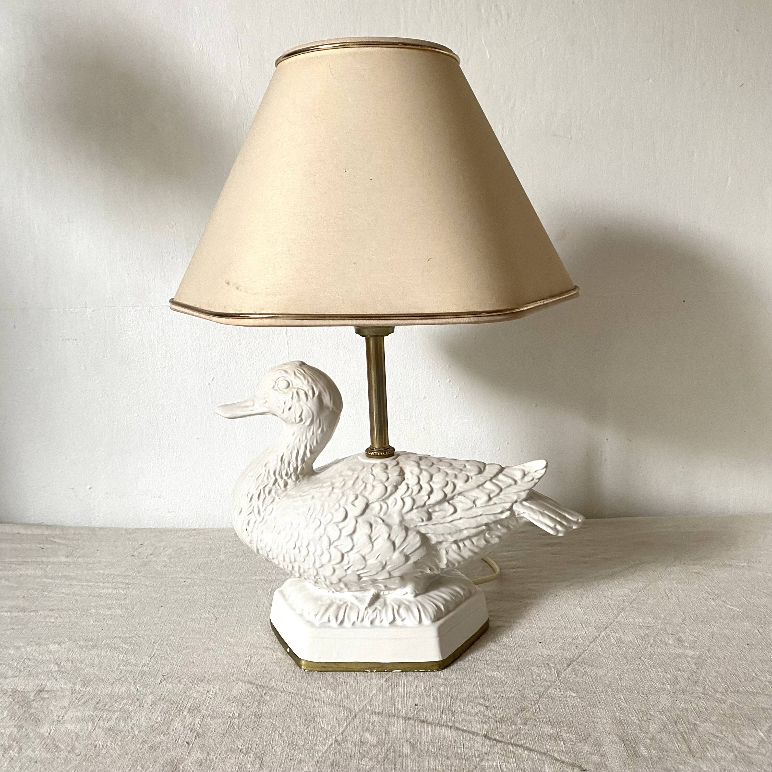Vintage ceramic duck lamp