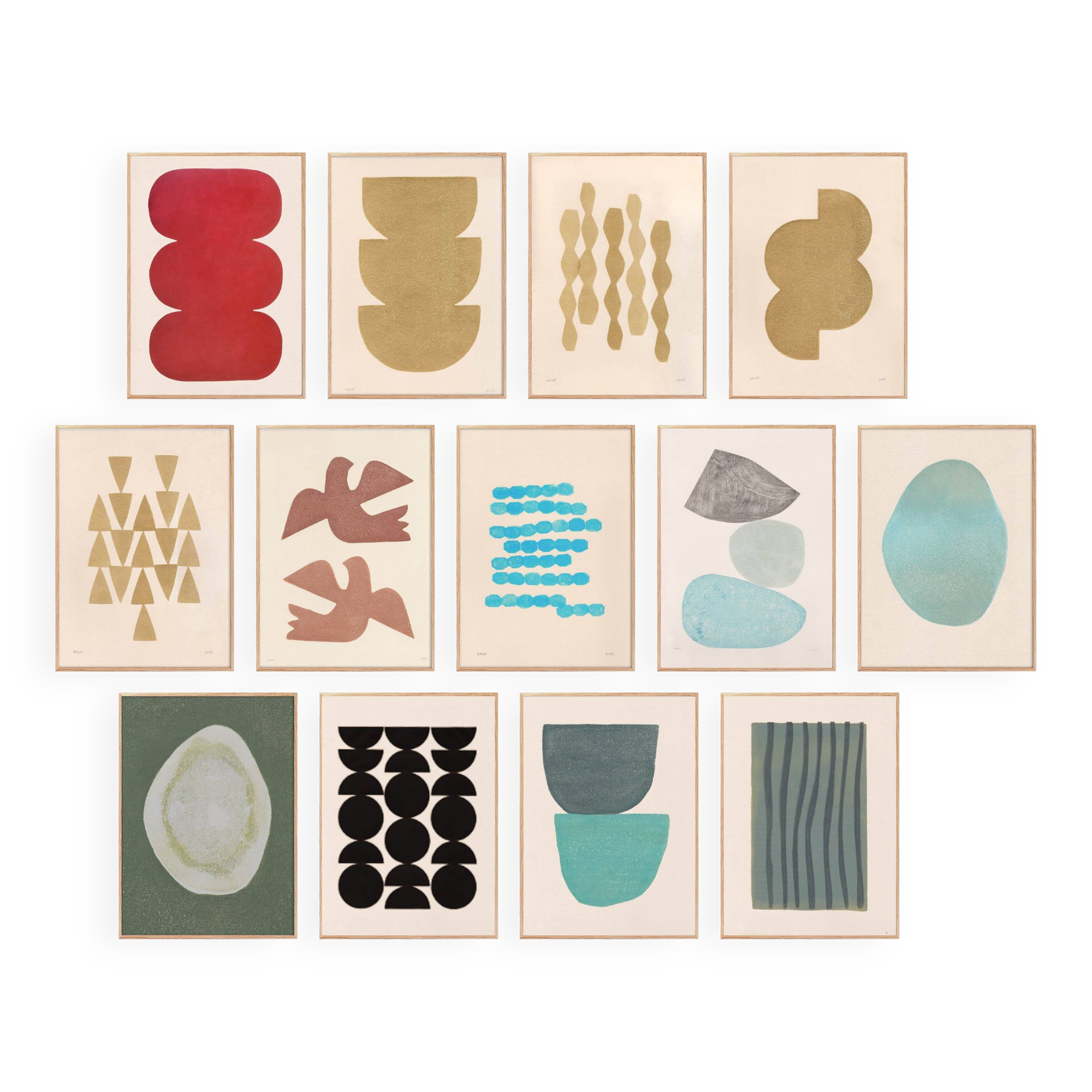 Collection of 13 paintings, 50x70cm, signed Eawy