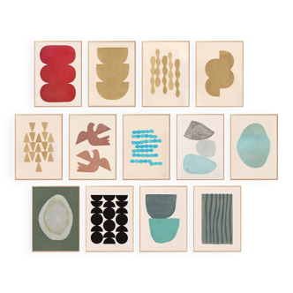 Collection of 13 paintings, 50x70cm, signed Eawy