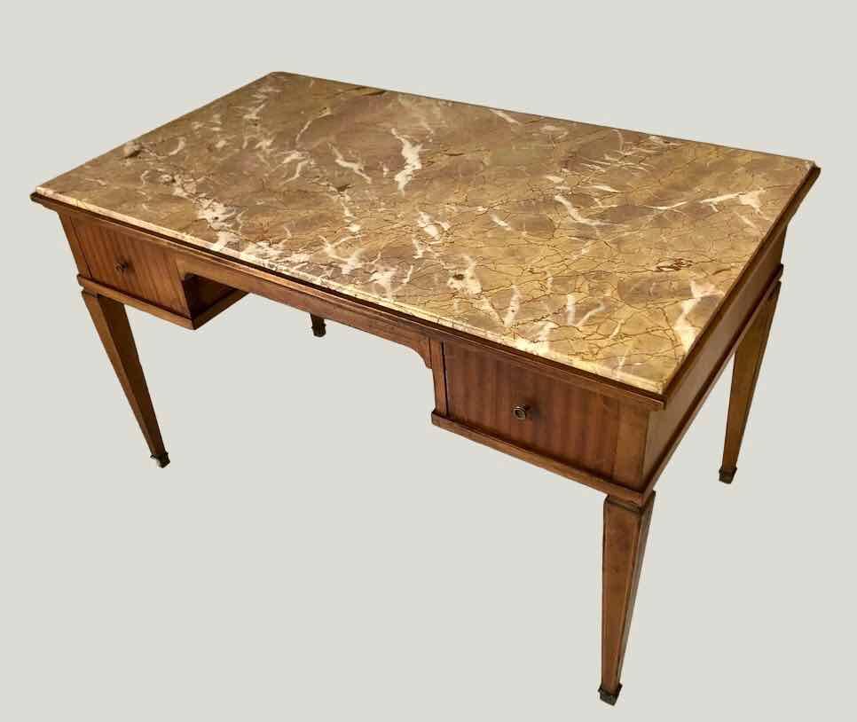 Wood and pink marble desk