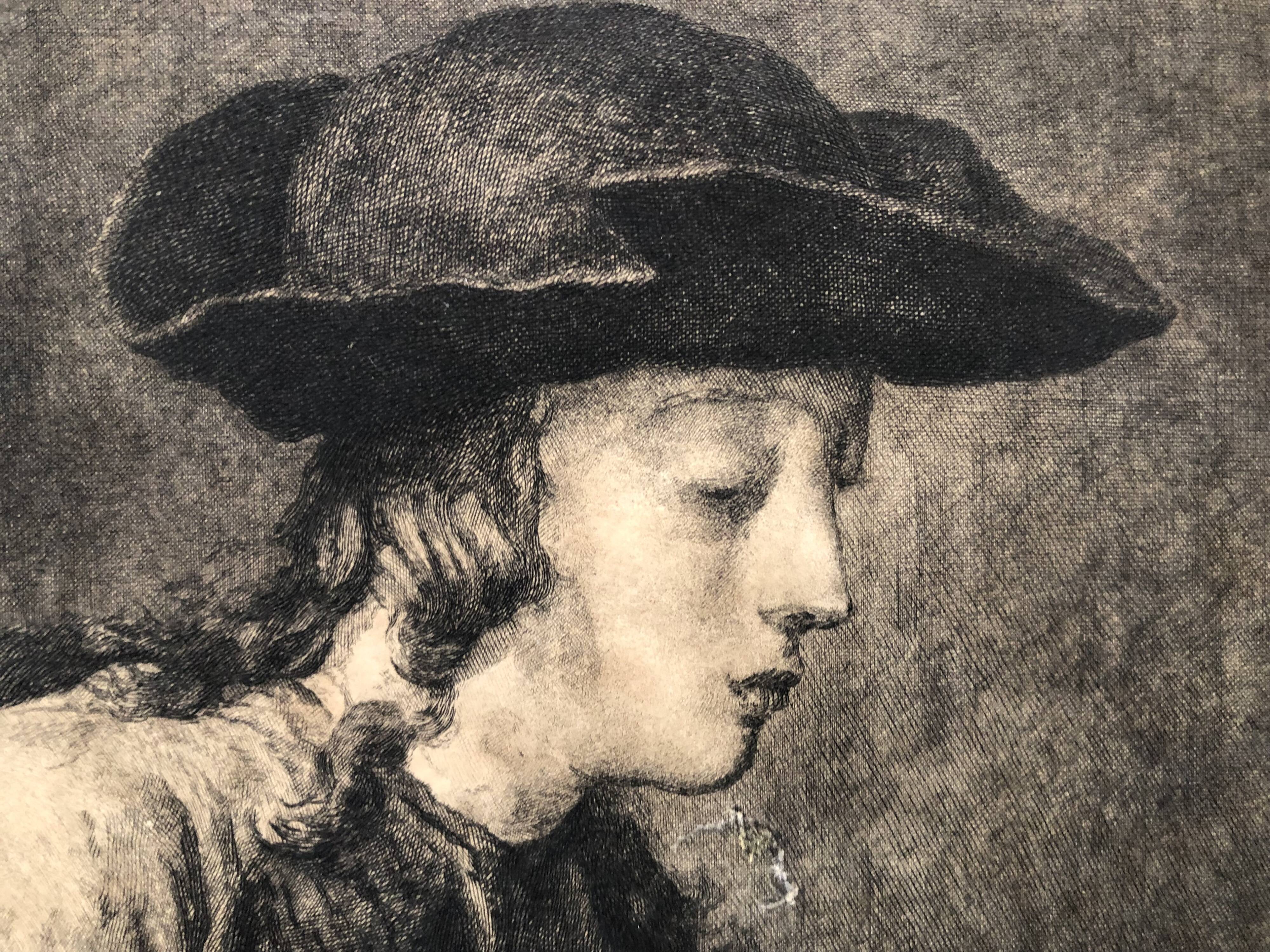 Engraving 1924 le chateau de cartes after chardin, signed berengier pencil, litho etching burin