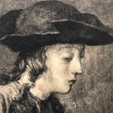 Engraving 1924 le chateau de cartes after chardin, signed berengier pencil, litho etching burin