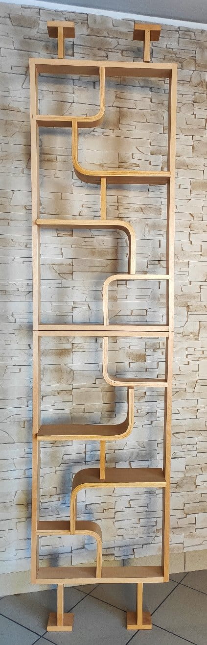 Bent plywood wall, bookcase, flowerbed, Volak by Holesov, 1960s Czechoslovakia