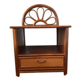 Angel Cerdá bedside table in rattan wood and canework