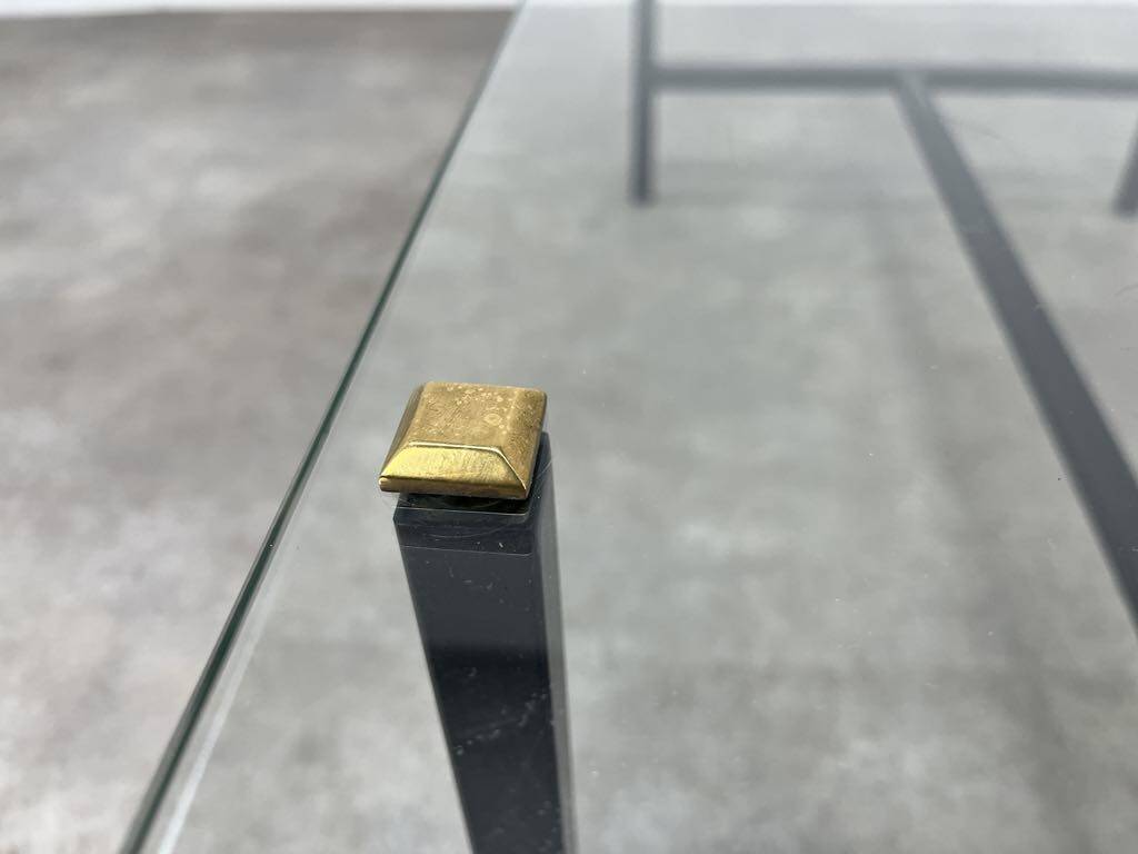 50s coffee table, glass and black metal