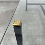 50s coffee table, glass and black metal