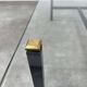 50s coffee table, glass and black metal