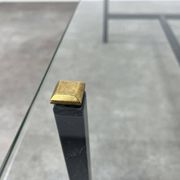 Table basse années 50 verre et métal noir
