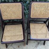 Wooden folding chairs and canne wicker