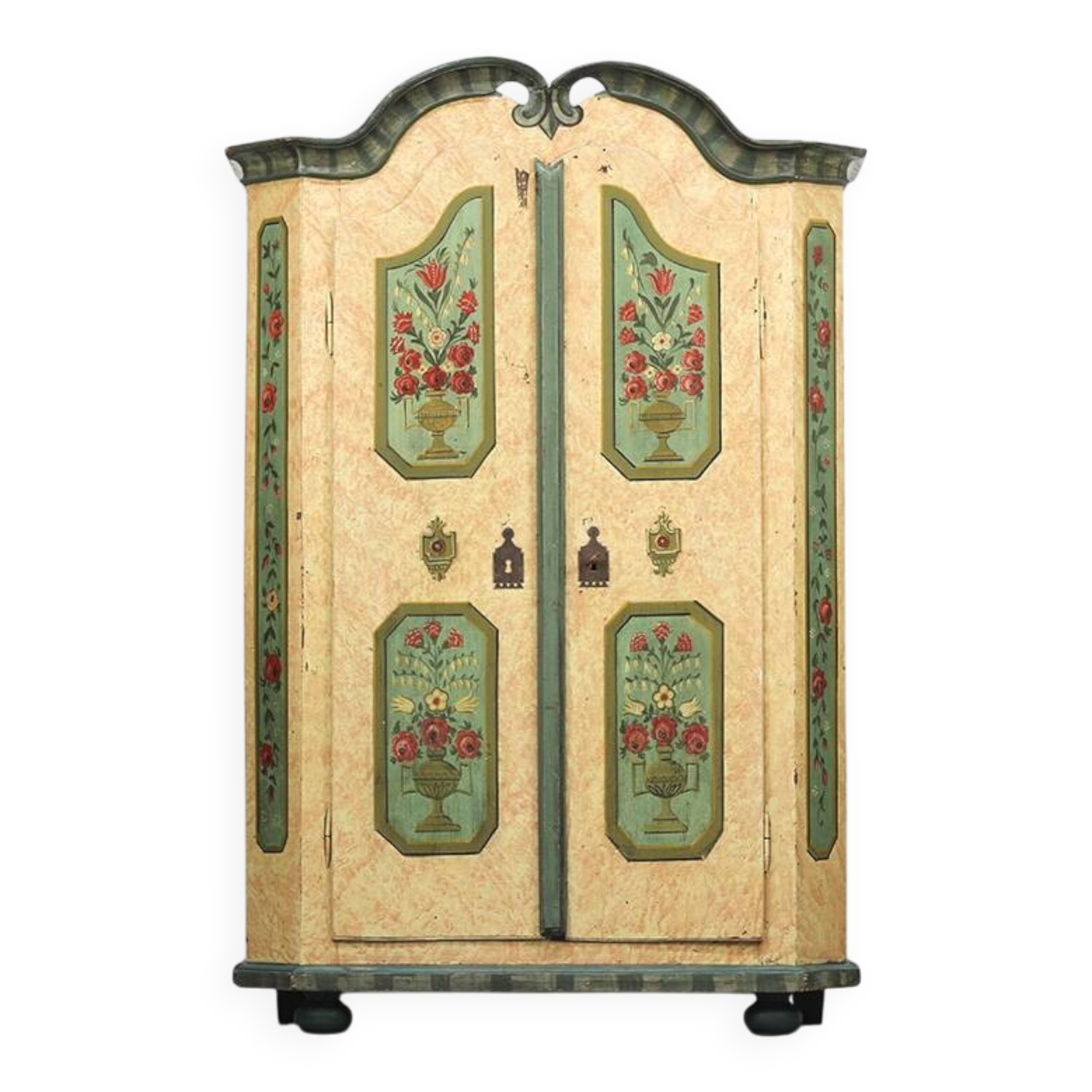 Painted Folk Art Marriage Cabinet