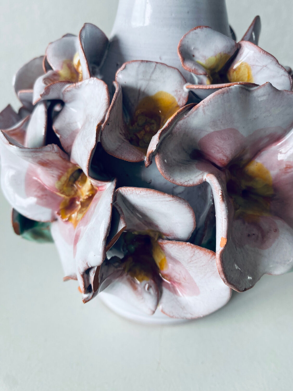 Terracotta lamp flower in relief