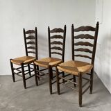 Trio rustic chairs in oak straw