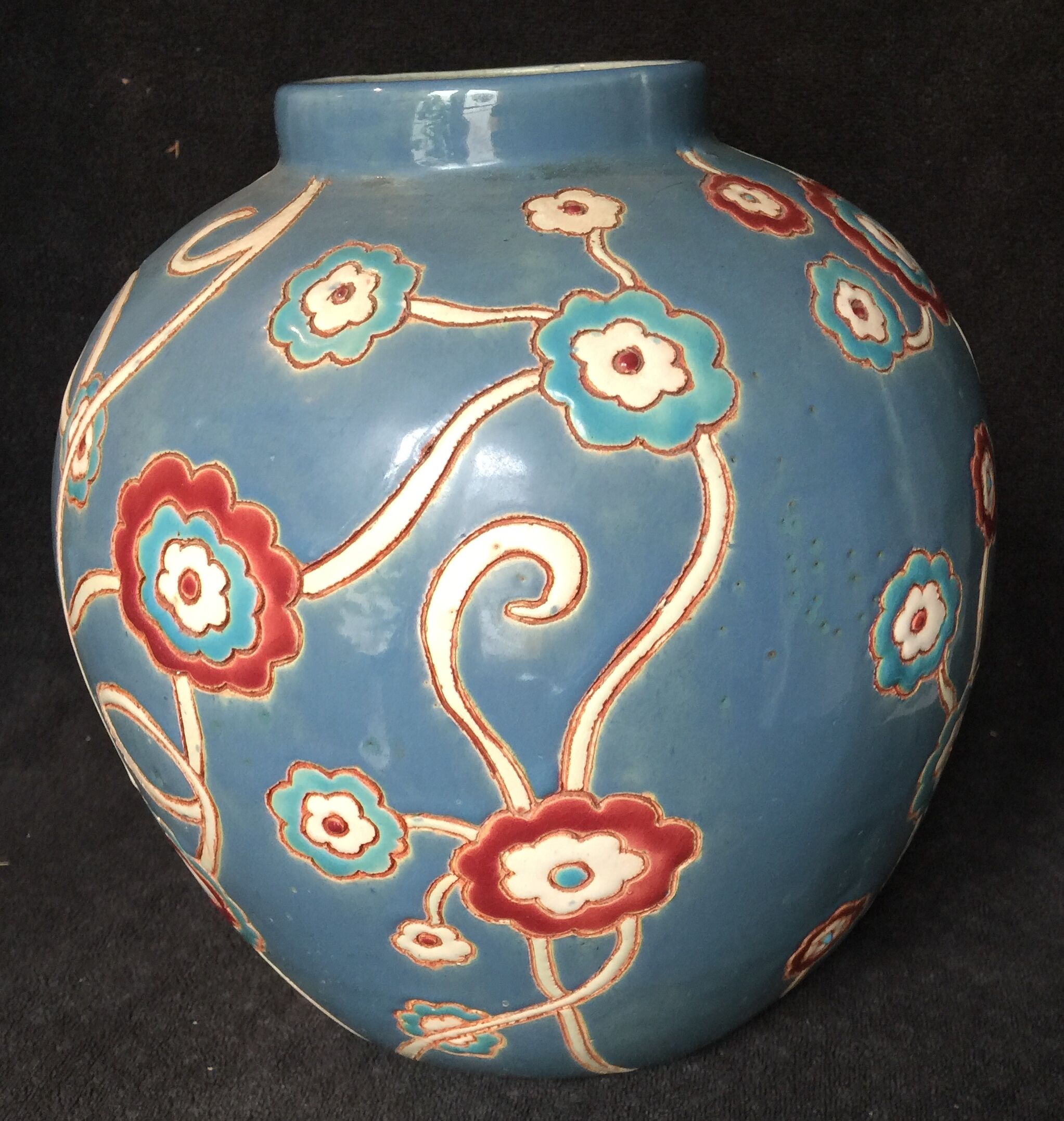 Vase ball glazed earthenware signed louan 1930