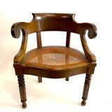 Antique office chair Louis Philippe sitting cannée