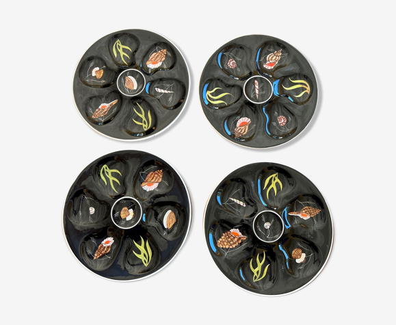 4 assiettes à huitres Henriot
