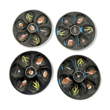 4 Henriot oyster plates