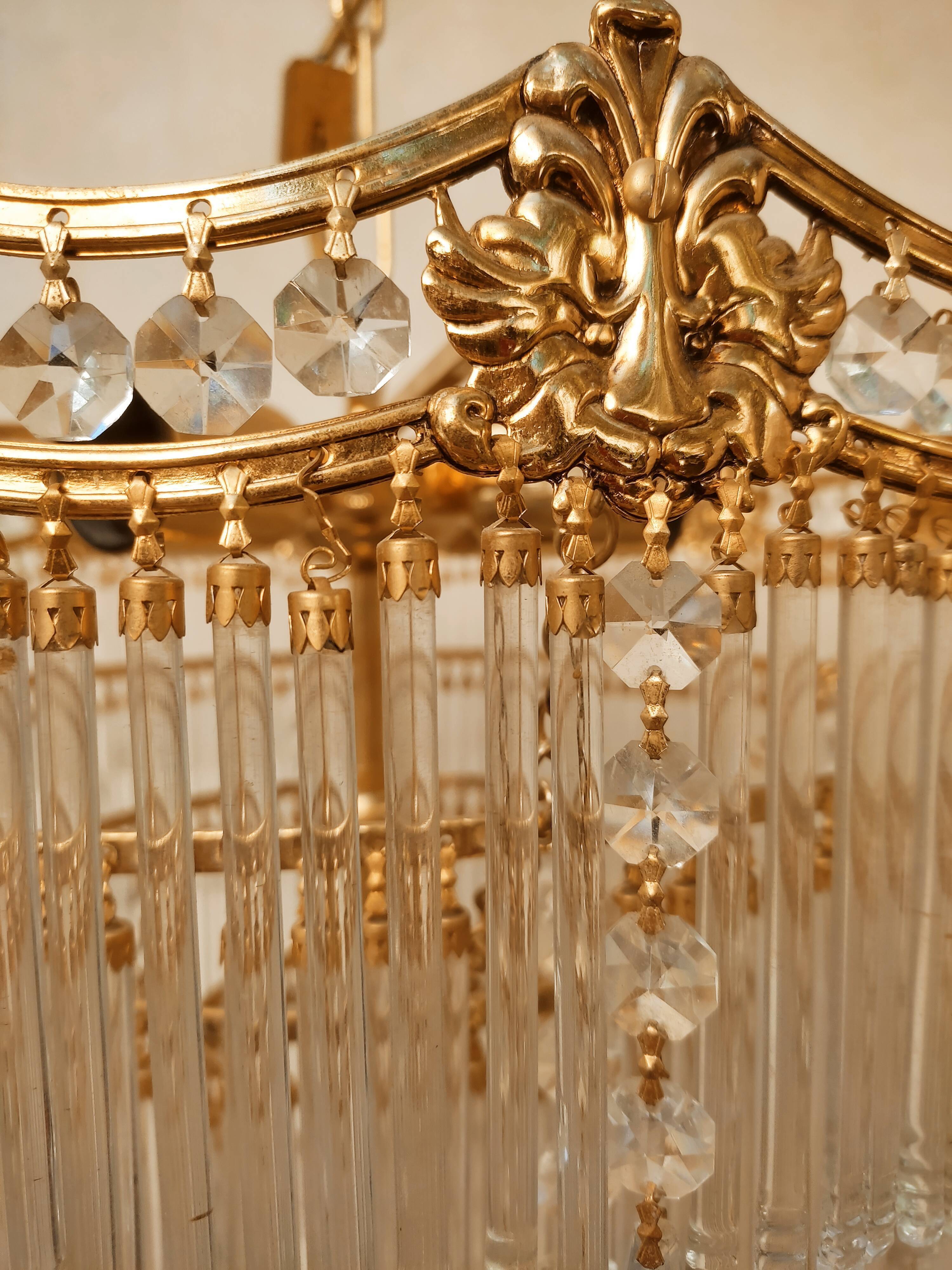 Glass and crystal waterfall chandelier