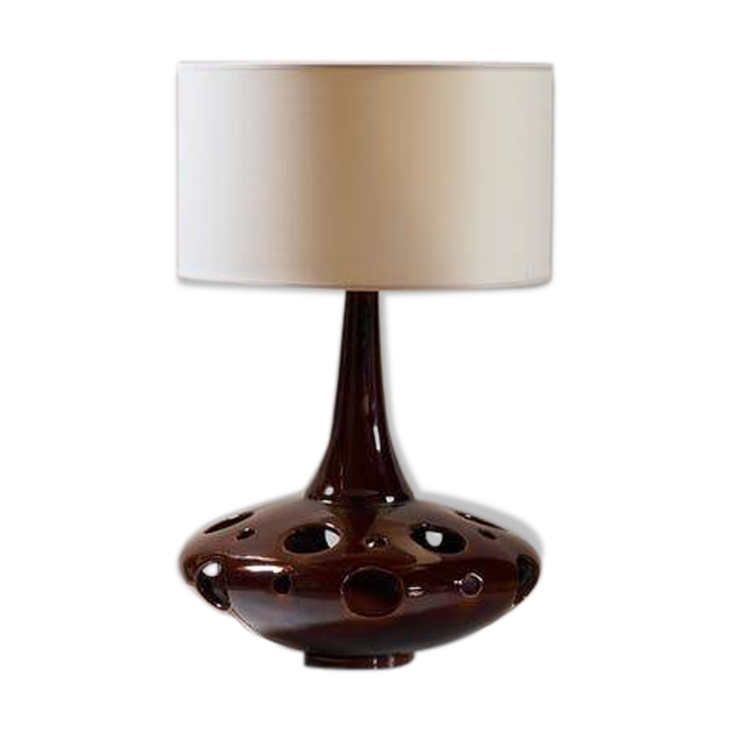 Lamp "flying saucer" space age ceramic Brown