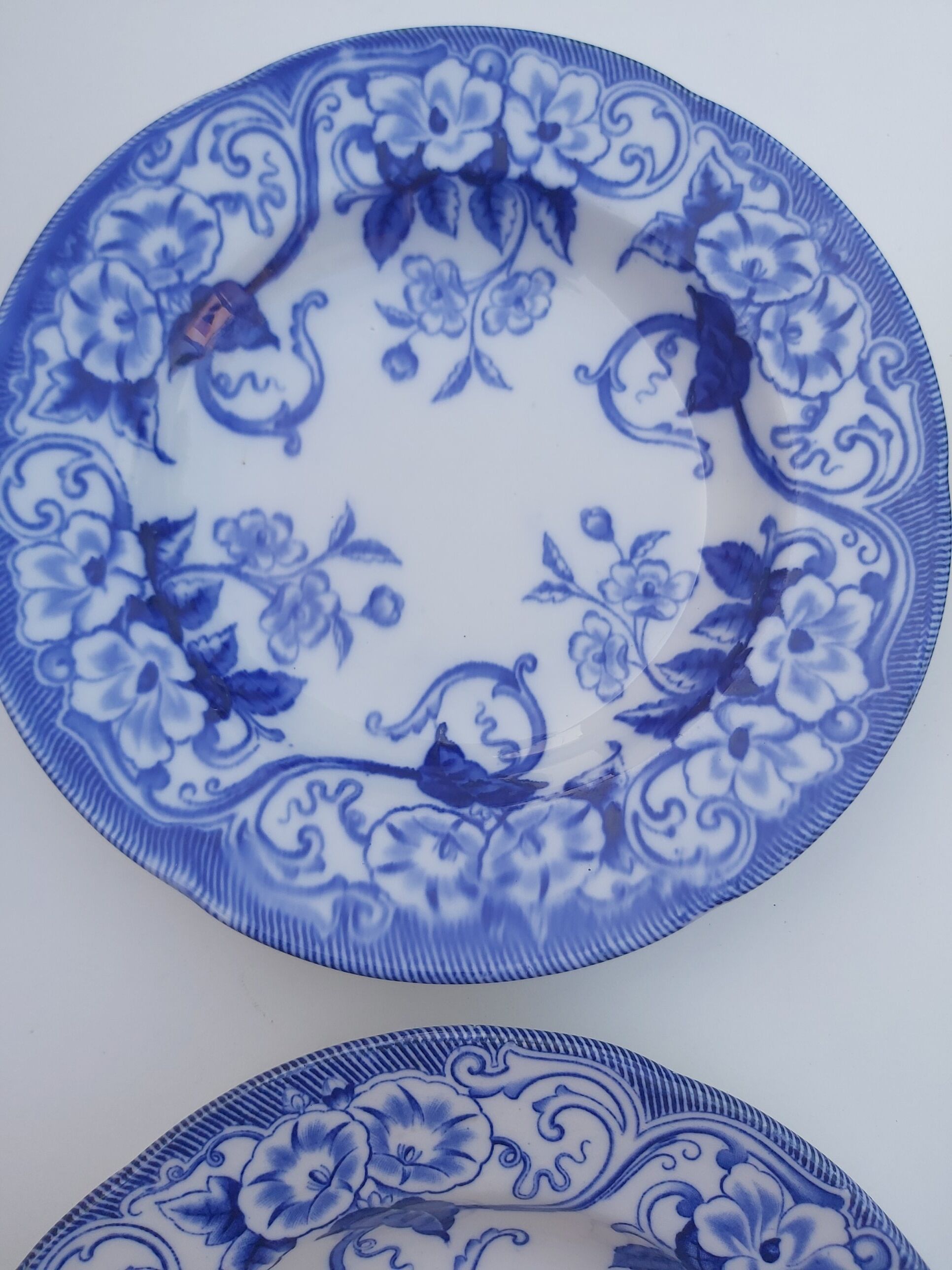 4 hollow plates Creil and Montereau model Flora