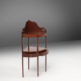 Elegant antique corner cabinet with wood inlay and 2 drawers, France ca. 1850