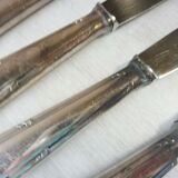 Set of 12 old silver metal knives, art deco décor, Manulor