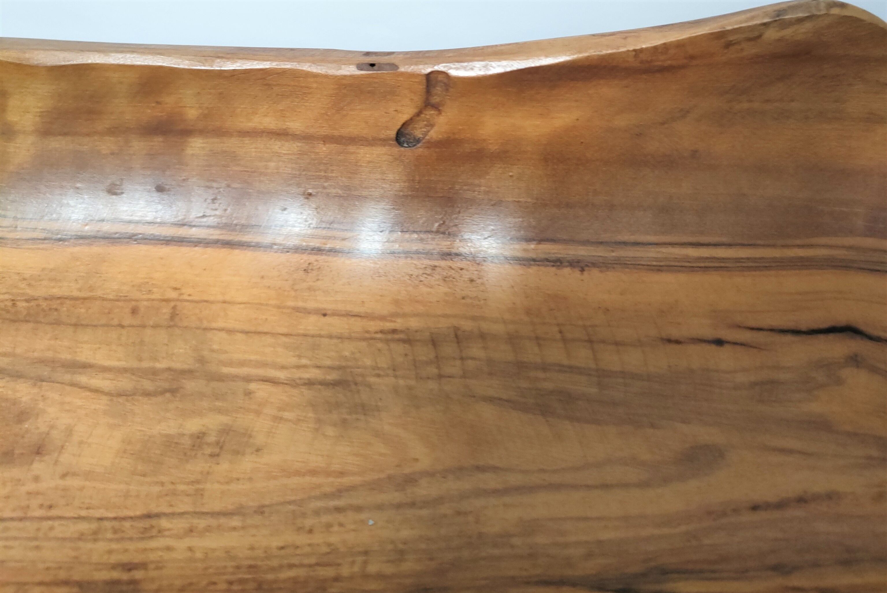 Sculptural cut solid walnut vintage monoxyl