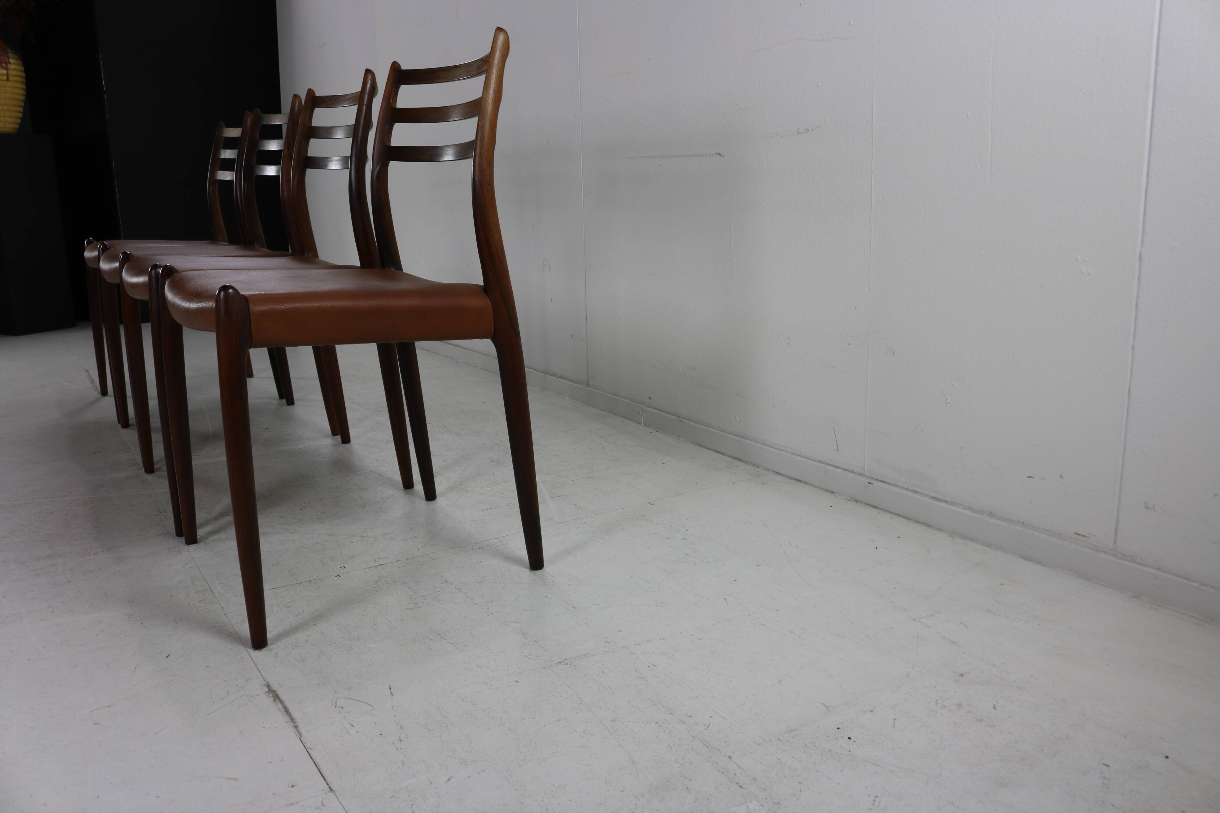 Rosewood danish design dining chairs no 78 by Niels Otto Møller