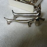 12 silver metal knife holders 6 dogs and 6 cats