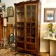 Dark wood dresser with 2 doors and 6 shelves