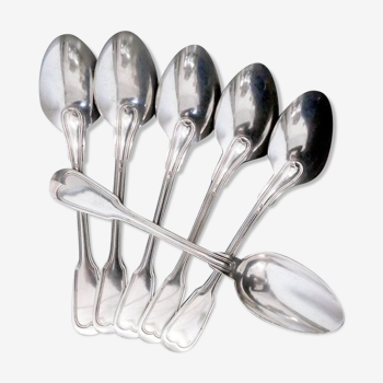 6 silver metal spoons