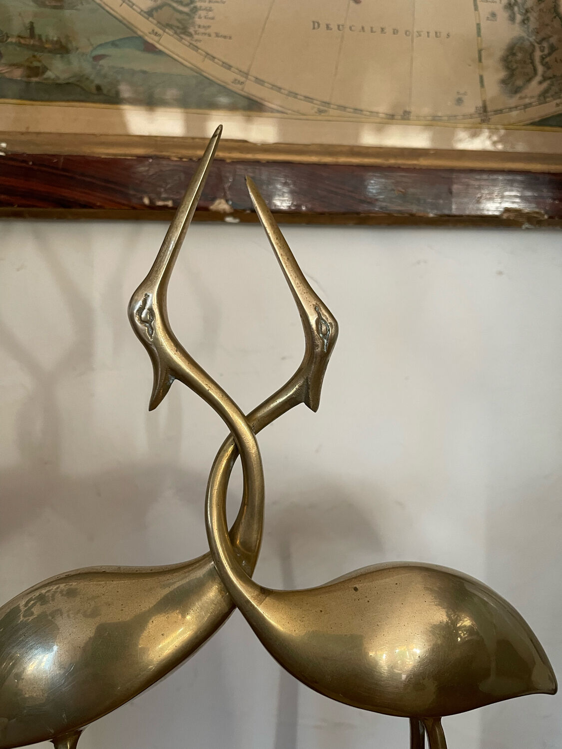 Pair brass birds 31 cm