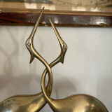 Pair brass birds 31 cm