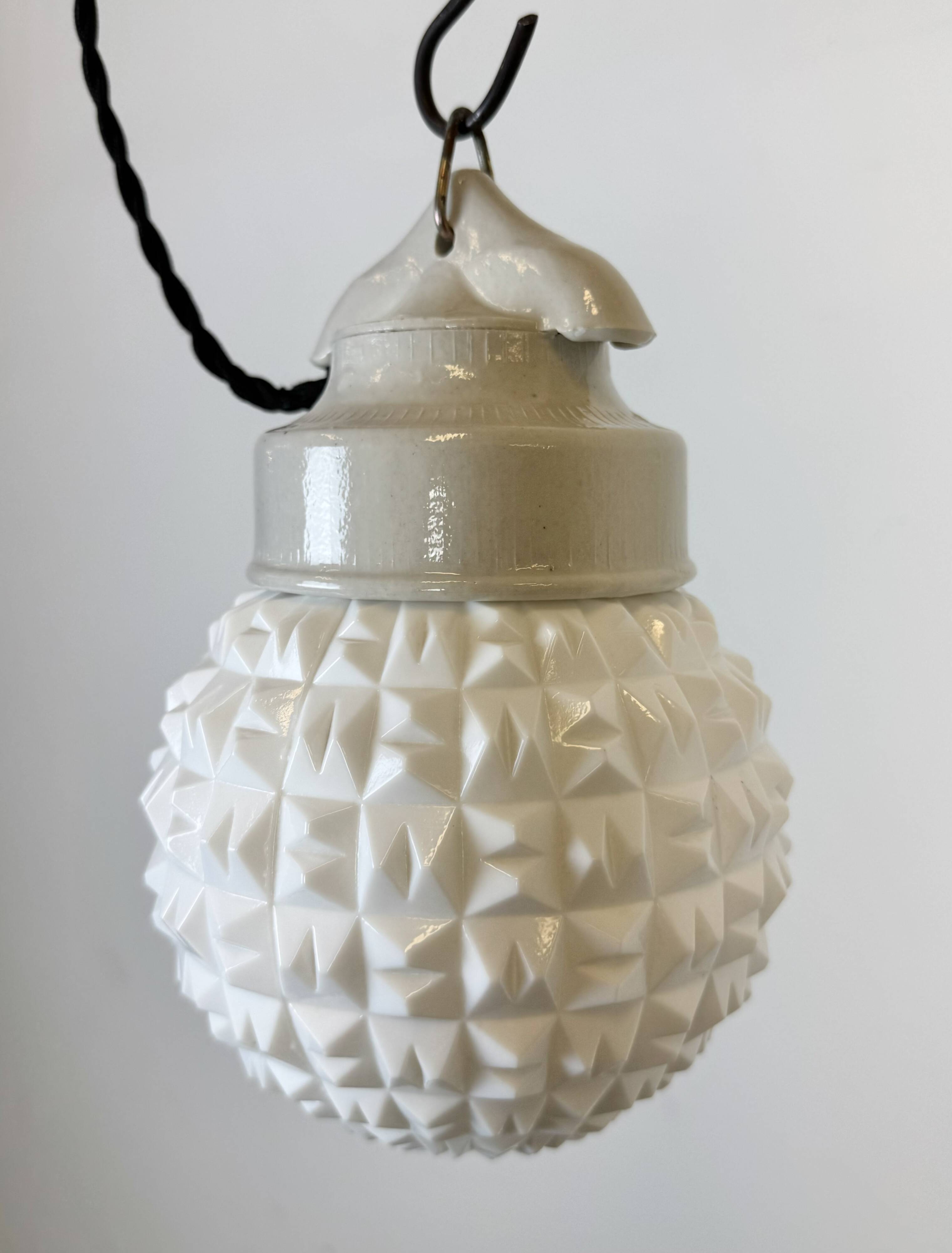 Vintage White Porcelain Pendant Light, 1970s