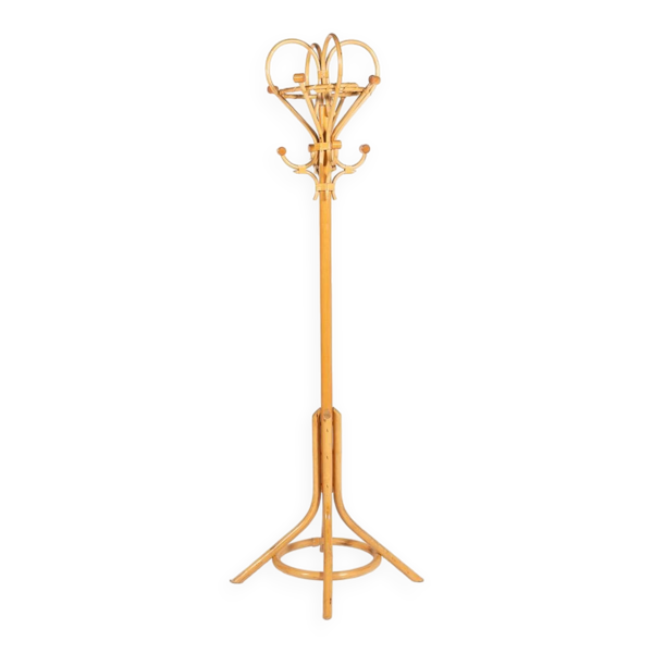 Porte-manteau italien en bambou et rotin, années 1980