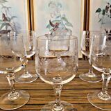 6 Cristal Arques Matignon water glasses, engraved crystal