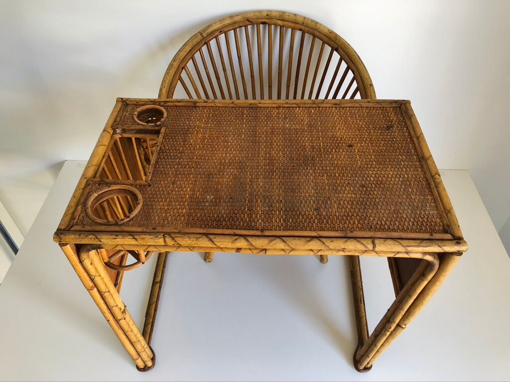 Children's rattan desk with matching chair