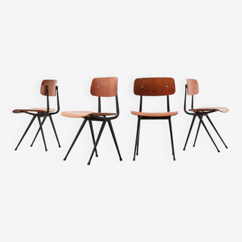 Friso Kramer Suite de 4 chaises Result pour Ahrend de Cirkel 1958