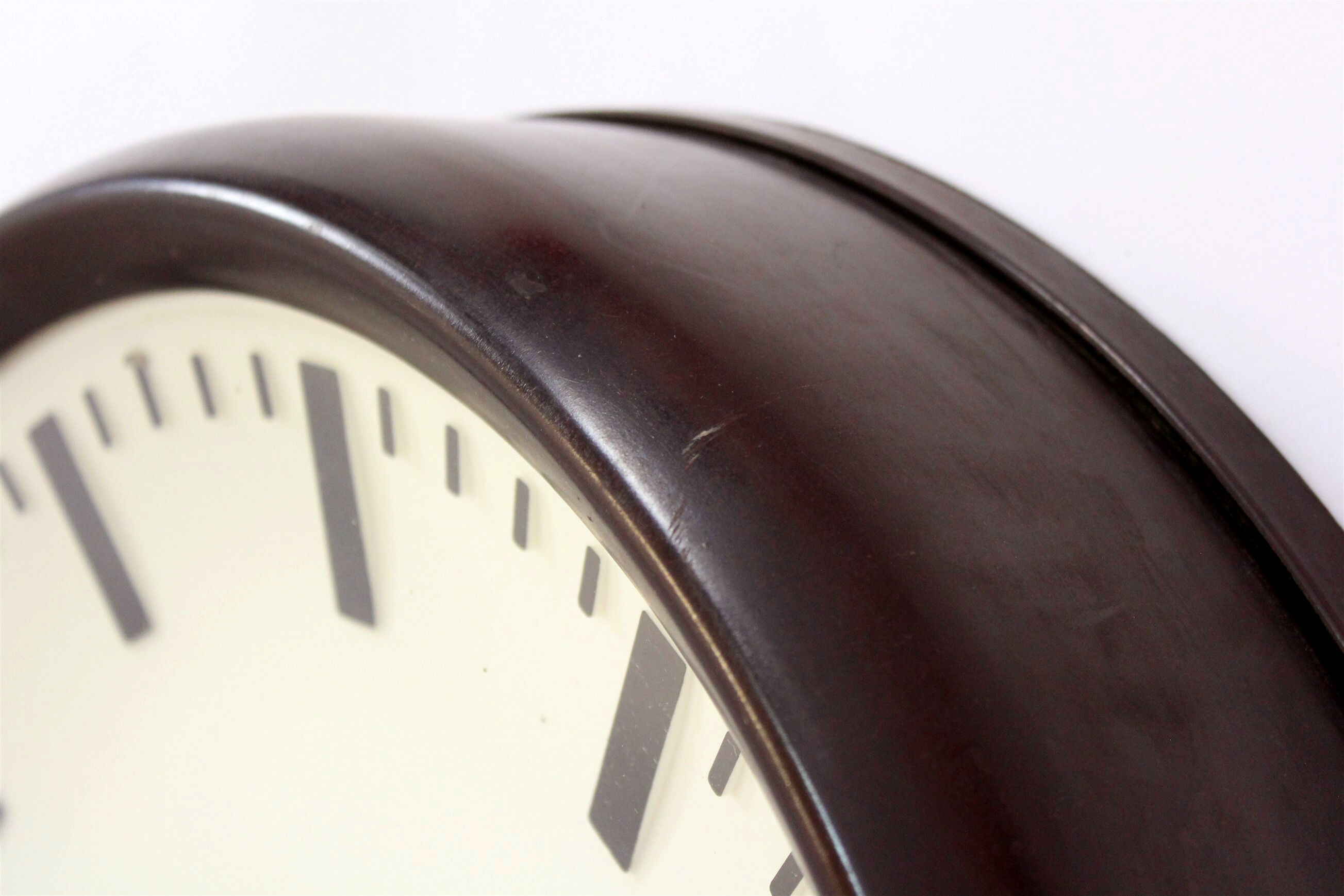 Bakelite railway clock from pragotron, 1950s