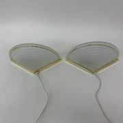 Set of 2 vintage glass wall lamps with golden holder , 1970’s